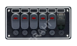 Панель бортового питания 5 переключателей, USB зарядка (10147-BKU)